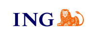 ING logo with letters in blue next to the classic Orange Lion.